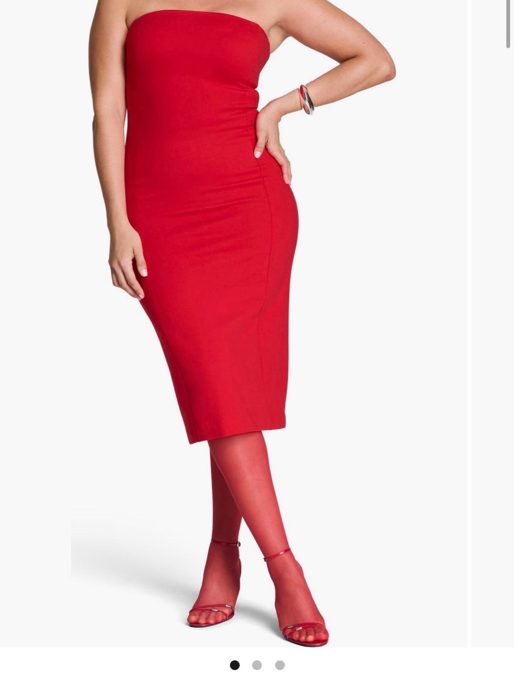 SPANX Red Strapless Pencil Midi dress Sz XL 14-16 - Picture 4 of 12
